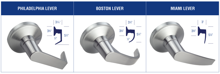 PDQ XGT Extra Heavy Duty Cylindrical Lock Lever Styles | PDQ Cylindrical Locks Lever Styles