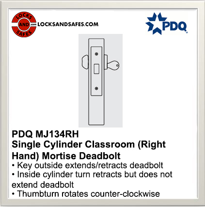 PDQ MJ134RH Classroom Mortise Deadbolt Right Hand