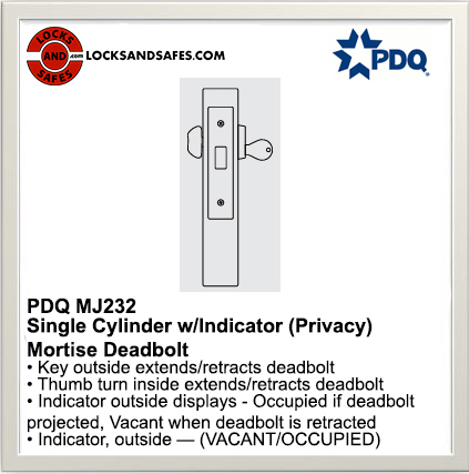 PDQ MJ232 Privacy with Indicator Mortise Deadbolt