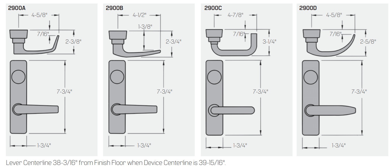 Precision 2900 Exit Trim Dimensions