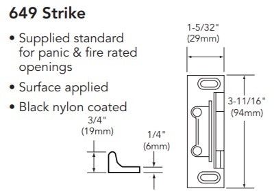 Sargent 649 Strike For 8810 Rim Device
