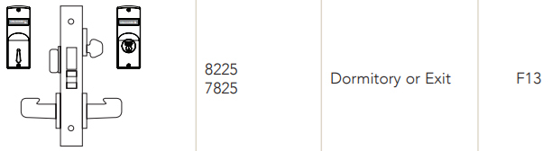 Sargent 8225 Dormitory or Exit Function Sargent 8225 Dormitory or Exit Function