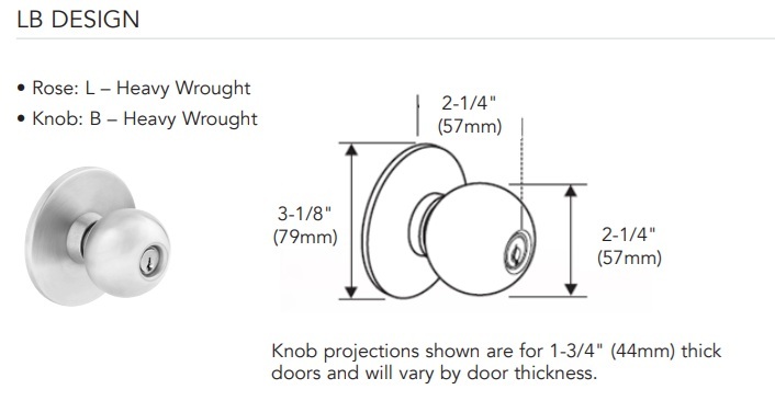Sargent 8X Line Knob and Rose Options Sargent 8X Line Knob and Rose Options