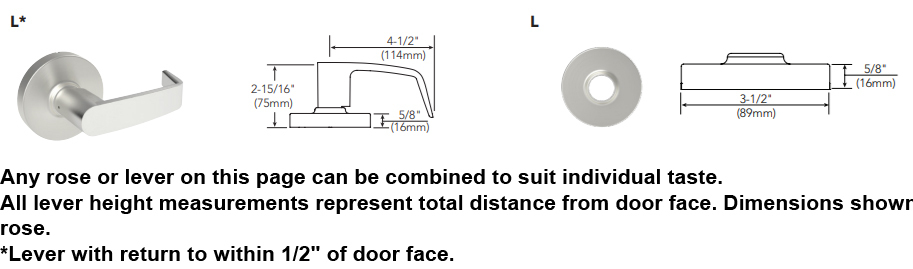 Sargent LL Trim Dimensions