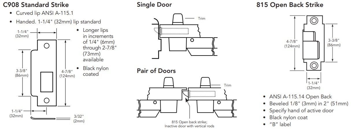 Sargent Strikes For 8910 Mortise Exit Device