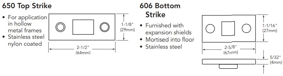 Sargent Strikes For MD8610 Metal Door Concealed Vertical Rod Device