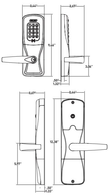 Schlage AD-201-993 Dimensions | Schlage AD 201 993 Dimensions