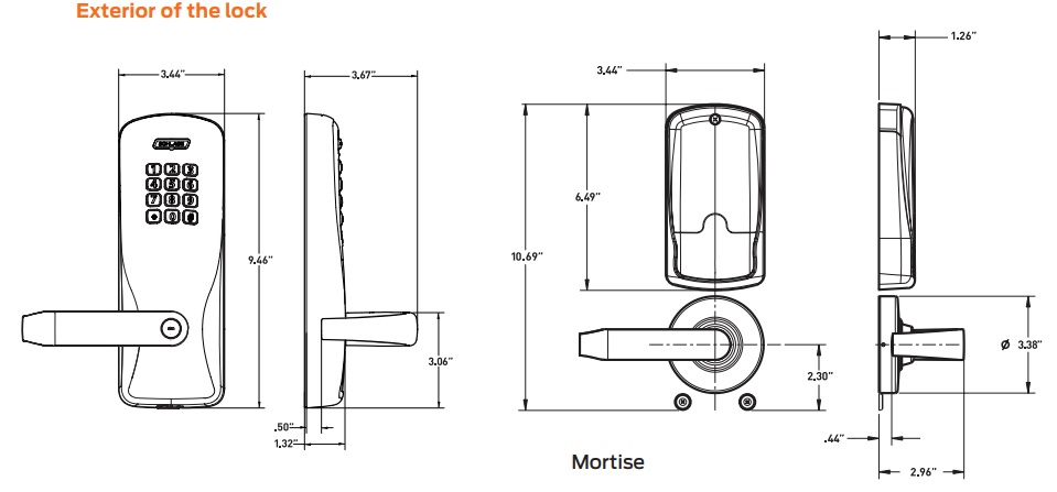 Schlage CO100 Mortise Dimensions | Schlage CO-100 Mortise Lock Dimensions