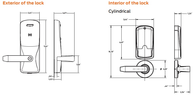 Schlage CO-200 Cylindrical Dimensions | Schlage CO200 Dimensions