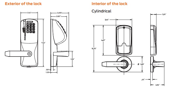 Schlage CO-250 Cylindrical Lock Dimensions | Schlage CO250