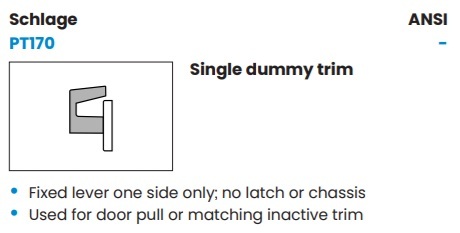 Schlage PT170 Single Dummy Function