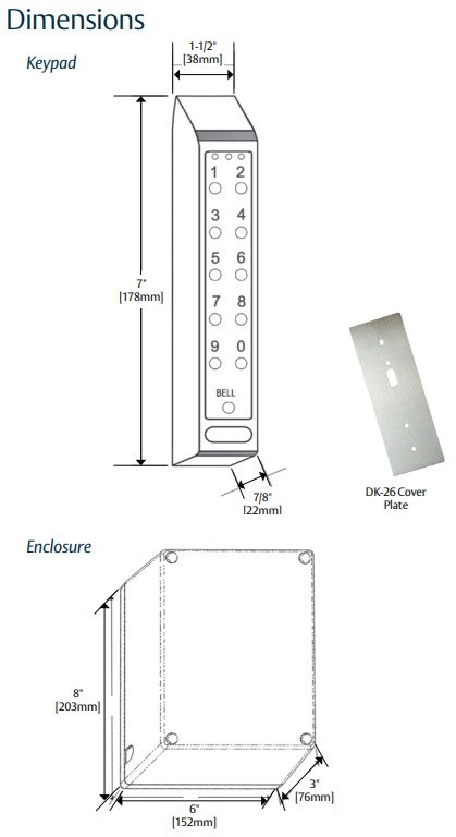 Securitron DK-26 Dimensions | Securitron DK26 Dimensions