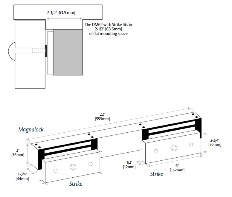 Securitron DM62 Magnetic Lock Dimensions