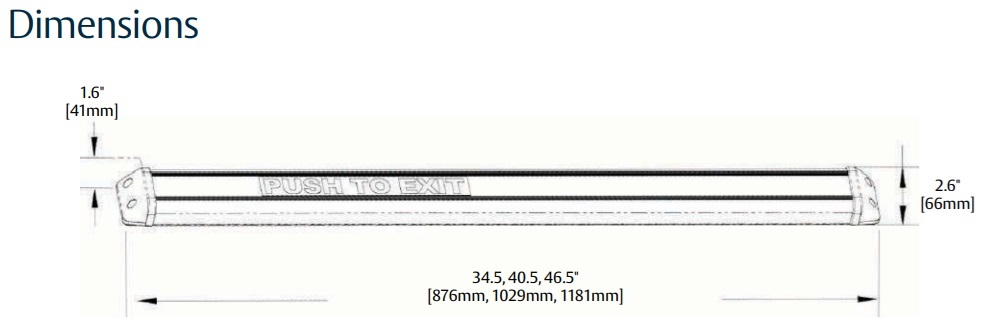 Securitron EMB Electromechanical Bar Dimensions