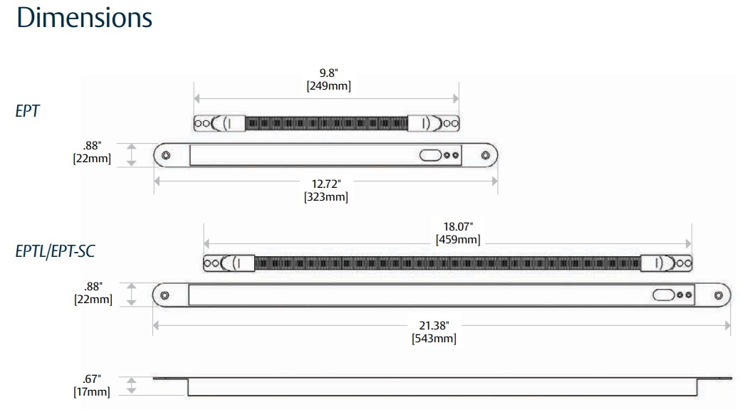 Securitron EPT, EPTL Dimensions
