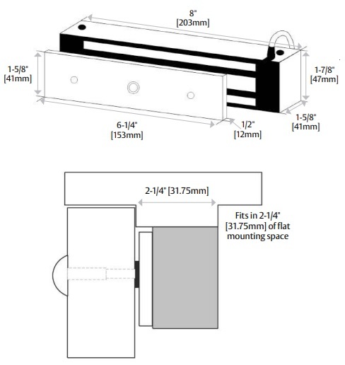 Securitron M32 Magnetic Lock Dimensions