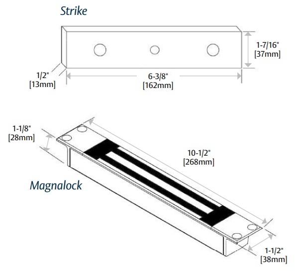 Securitron M34R Recessed Magnetic Lock Dimensions