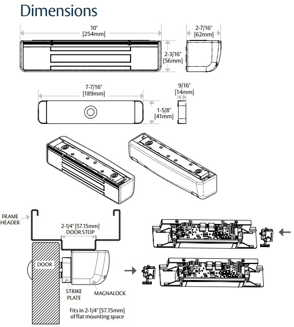 Securitron M380E Intelligent Electromagnetic Lock Dimensions