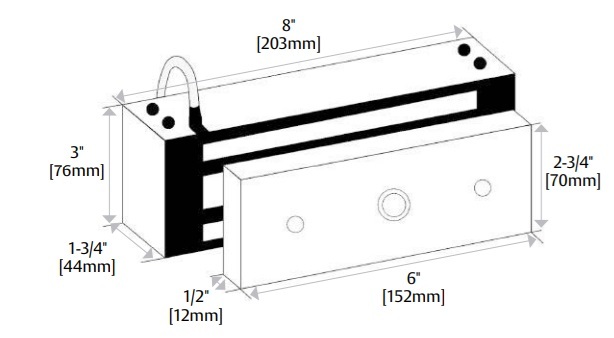 Securitron M62 Magnetic Lock Dimensions