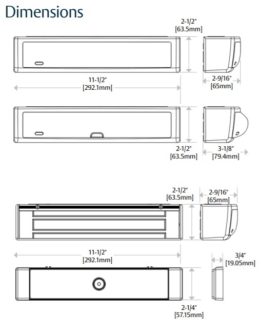 Securitron M680E Intelligent Electromagnetic Lock Dimensions