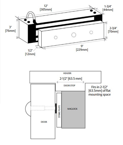 Securitron M82 Magnetic Lock Dimensions