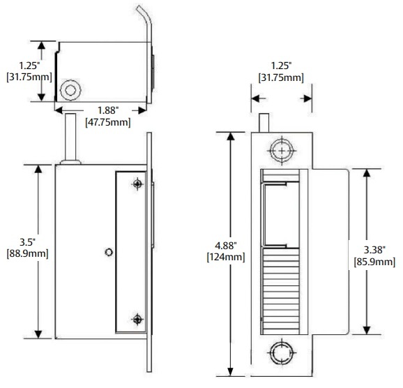 Securitron MUNL Electric Strike Dimensions