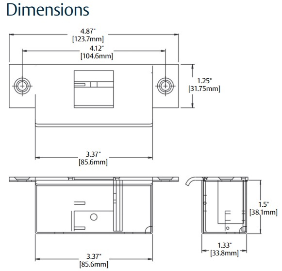 Securitron UNL Electric Strike Dimensions