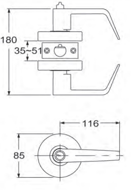 Townsteel CB Series Cylindrical Lock Dimensions