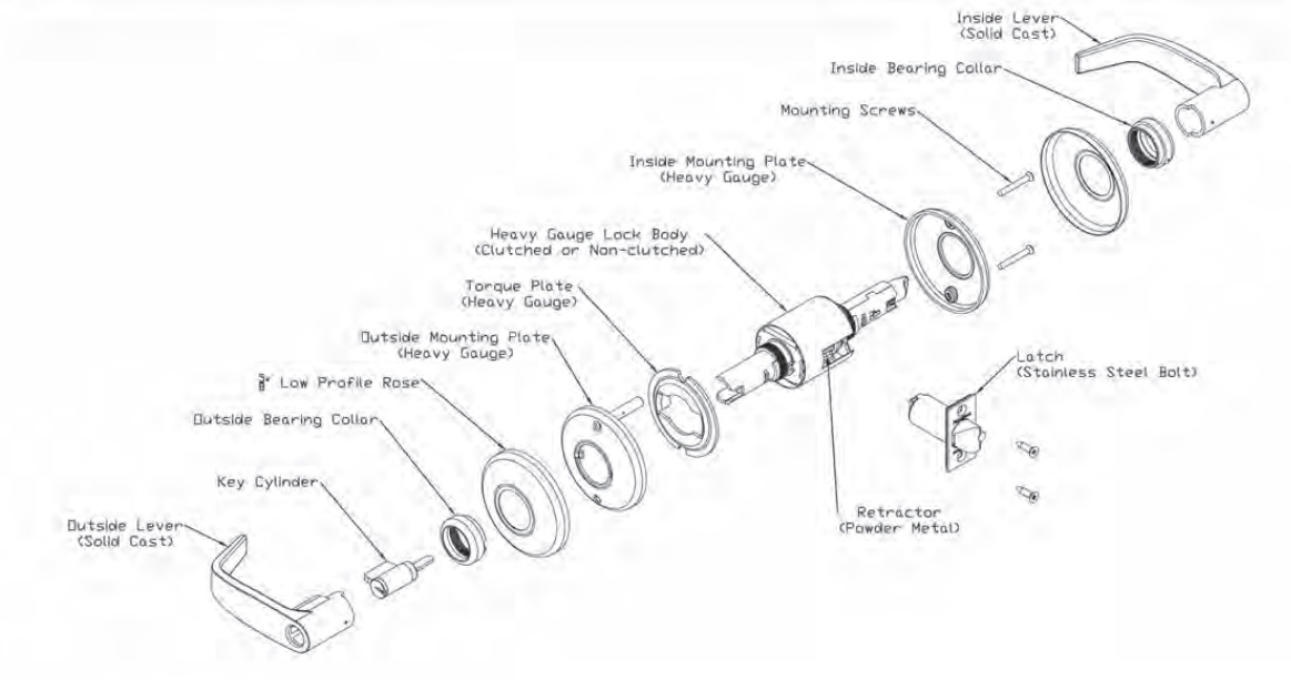 Townsteel CE Cylindrical Lock Exploded View