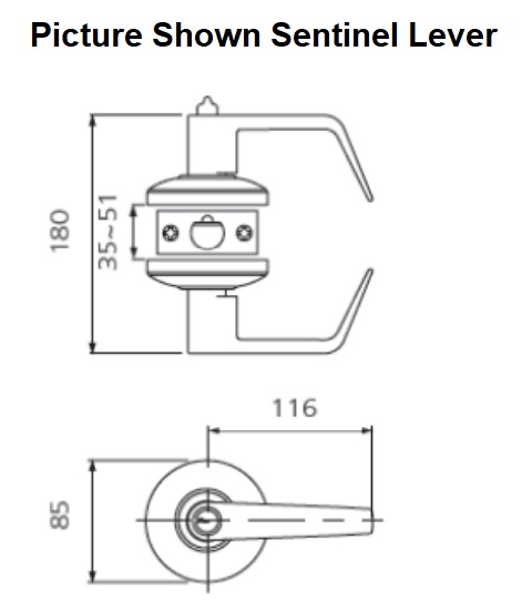 Townsteel CSRC Cylindrical Lock Dimensions