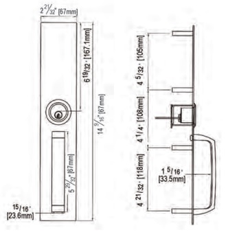 Townsteel ED8900P2 Pull Trim Dimensions