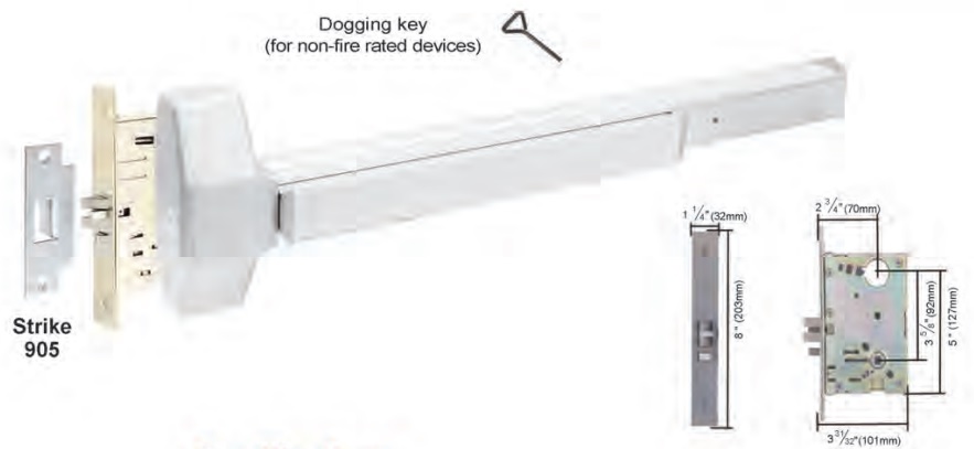 Townsteel ED9775 Mortise Exit Device Exploded View