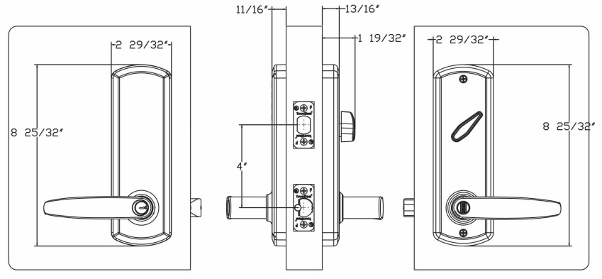 Townsteel m-Genius 4.0" with Escutcheon Dimensions