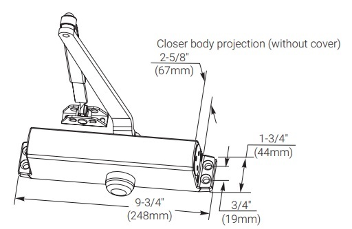 Yale 1100 Door Closer Dimensions