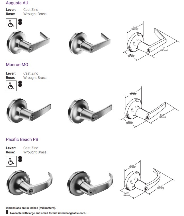 YALE 5300N Lever Styles