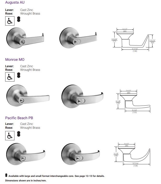 YALE 5400 Lever Styles