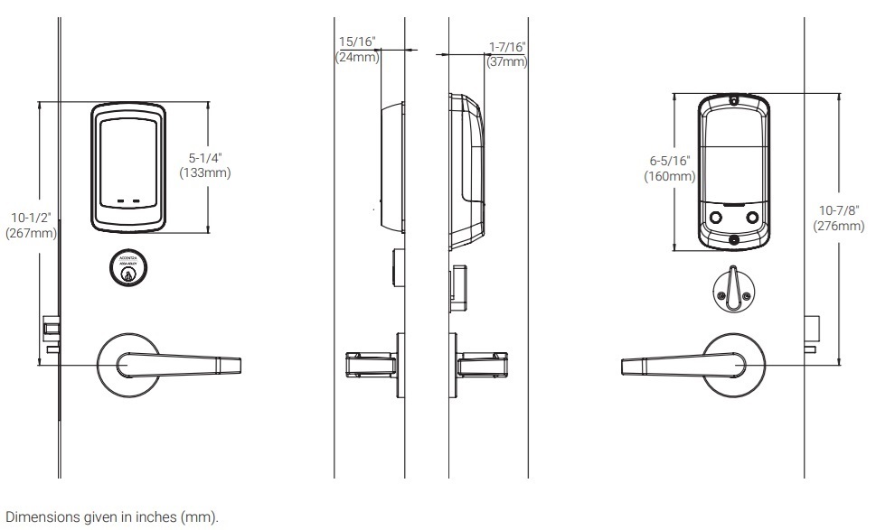 Yale nexTouch Mortise Lock Dimensions