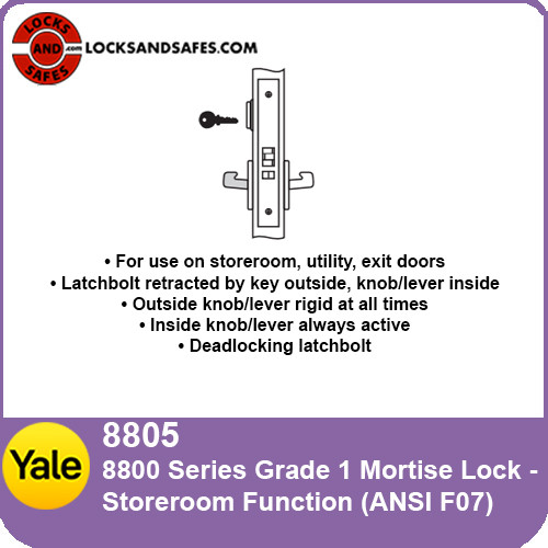 Yale 8805 Storeroom Mortise Lock | Yale 8800 Series