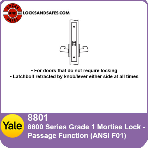 Yale 8801 Passage Mortise Lock | Yale 8800 Mortise Lock