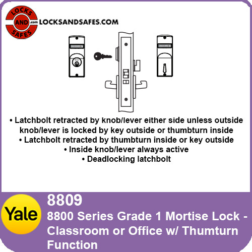 Yale 8809 Classroom or Office with Thumbturn Mortise Lock