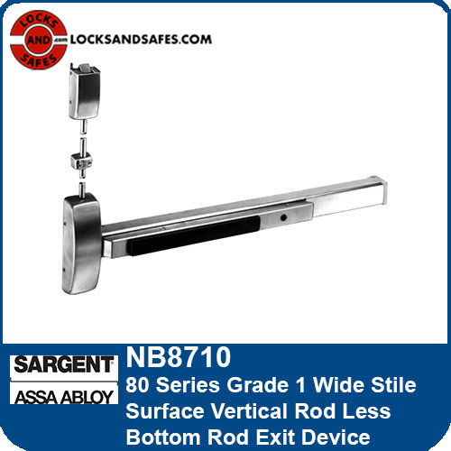 Less Bottom Rod Exit Device Sargent 8710 Surface Vertical Rod Less Bottom Rod Exit Device