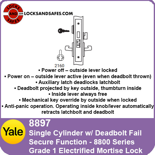 Yale 8897 Single Cylinder w/ Deadbolt Electrified Fail Secure