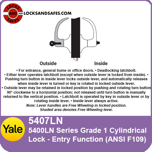 Yale 5407LN Entry Function Cylindrical Lock | Yale 5400LN