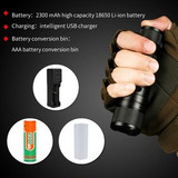 Custom 570 Lumens High Power Flashlight Zoomable Flashlight 2300mAh Rechargeable Battery - FL-F3L2-OCEAN
