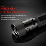 Custom 570 Lumens High Power Flashlight Zoomable Flashlight 2300mAh Rechargeable Battery - FL-F3L2-OCEAN