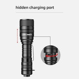 Custom LED 1000 Lumens Zoom Flashlight Extremely Bright, Water Resistant, USB-C Powered Rechargeable 2300mA - FL-F5C-OCEAN