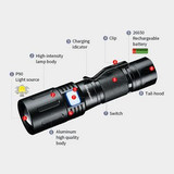 Custom 3000 Lumens Zoomable LED Flashlight Extremely Bright USB-C Powered Rechargeable 3700mAh With Power B - FL-X60T-OCEAN