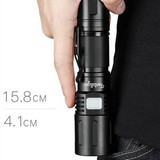 Custom 3000 Lumens Zoomable LED Flashlight Extremely Bright USB-C Powered Rechargeable 3700mAh With Power B - FL-X60T-OCEAN