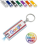 Custom Rectangle LED Flashlight Key Chain, Full Color Epoxy Dome Label Print - DM725