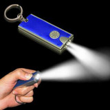 Custom Pad Printed Silver & Blue Rectangle Flash Light Keychain - FLA031PP